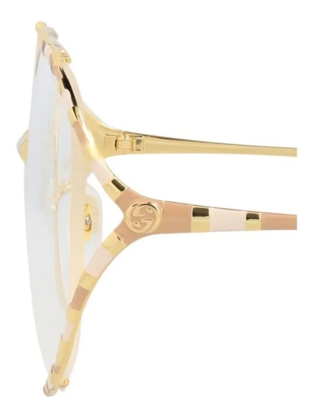 New Gucci Womens Round/Oval Gold Gold Transparent Fashion Designer Eyeglasses